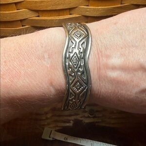 Silver Southwest Aztec Cuff Bracelet